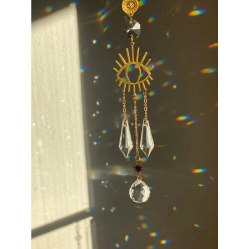 Boho Home Hanging Sun Catcher Evil Eye Witchcraft Decor Room Decoration Lightcatcher Window Ornamen Crystal Prism Kids Room Deco