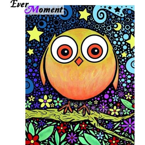 Ever Moment Diamond Painting Owl Star Flower Artwork Full Square Drill Cross Stitch Diamond Embroidery Decoration Home ASF1668