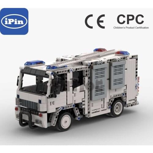 Moc-76248 small fire truck with ladder static version static version boy Christmas gift technology assembly difficult splicing