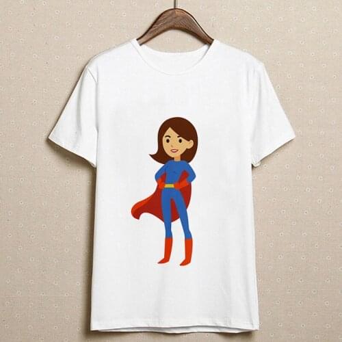 New Summer Tshirt kawaii Superwoman printed T shirt Women Harajuku Thin Section White Tops Female Short sleeve T-shirt clothing