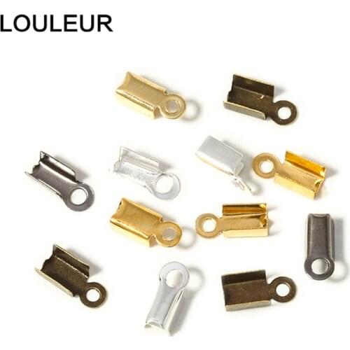 200pcs/lot Cove Clasps Cord End Caps String Ribbon Leather Clip Tip Fold Crimp Bead Connectors For Jewelry Making Findings