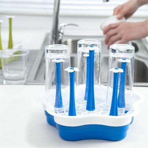 Creative Kitchen Storage Plastic Cup Bottle Rack Plastic Drain Cup Holder Kitchen Rack Glass Cup Storage Rack Bottle Drying Rack