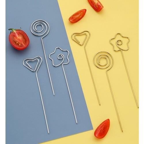 Creative 304 Stainless Steel Fruit Sign Japanese Cocktail Decoration Sign Household Simple Metal Fork Multicolor Metal Steel