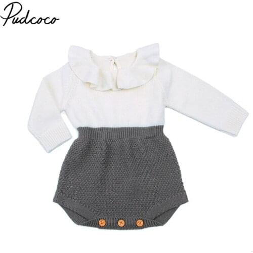 Newborn Baby Girl Cute Knitting Romper Fall Winter Long Sleeve Cape Collar Patchwork Romper New Kids Jumpsuit Clothes 0-24M