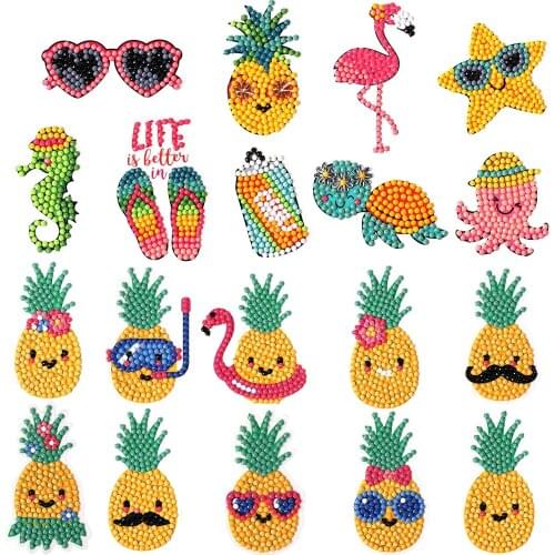 19 pieces of 5D diamond painting kit DIY handmade childrens handmade crafts adult beginners painting pineapple flamingo