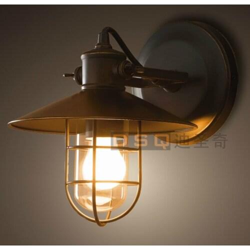 Warehouse cage wall American country style retro antique living room bedroom lamp industry Wall Lamps