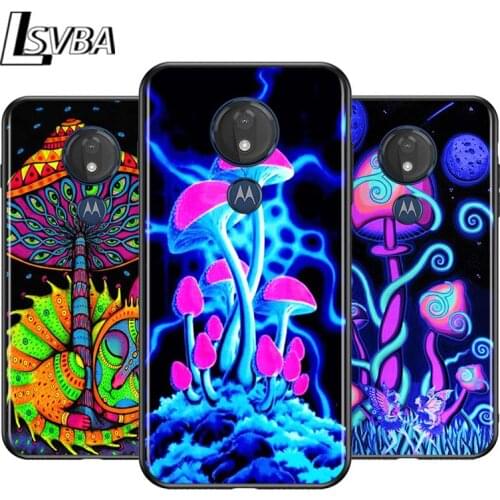 Weird Trippy Mushroom for Motorola G9 G8 G E7 E6 One Play Marco Hyper Fusion Stylus Power Edge Plus Black Phone Case