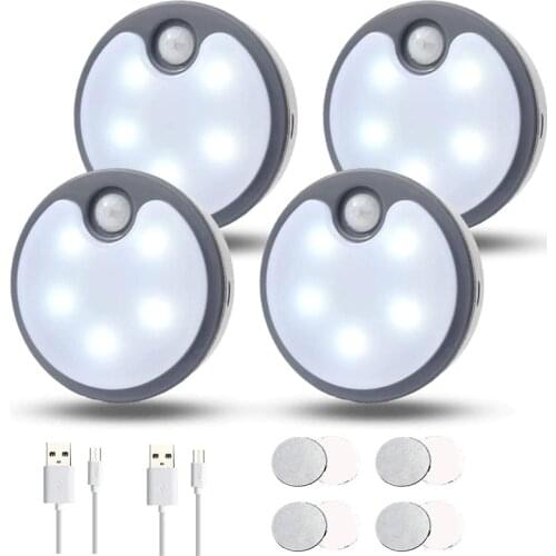 Rechargeable Motion Sensor Light Indoor,Stair Lights, Under Cabinet Light with Bright Light,Stick to Anywhere 4Pcs