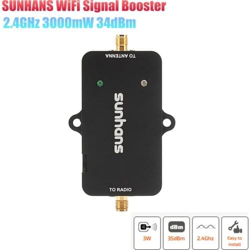 [Genuine] Sunhans 3000mW 35dBm 2.4GHz IEEE 802.11b/g/n WiFi Indoor Signal Booster WiFi Signal Amplifier Signal Repeater