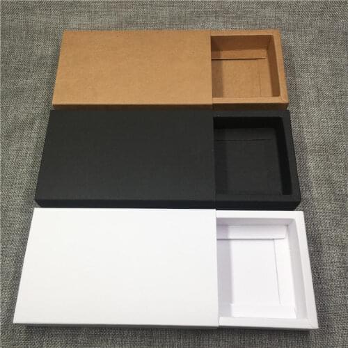 12Pcs/Lot DIY Three Color Rectangular Design Drawer Box Kraft Paper Boxes For Candy Chocolate Backing Cookies Cases Storage Box