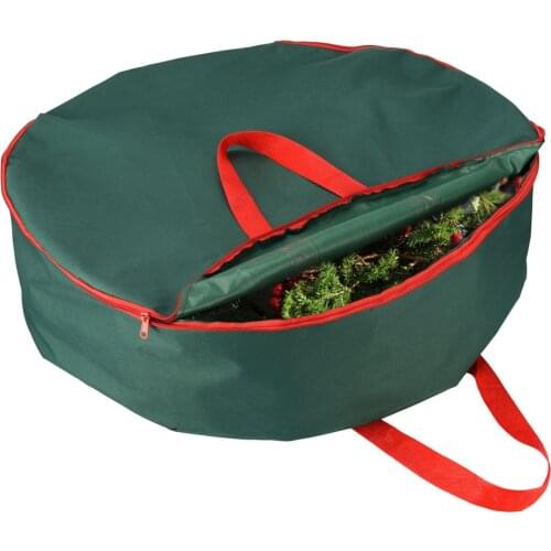 Dustproof Cover Protect Round Dual Zipper & Card Slot 76*20cm Durable Green Waterproof Oxford Fabric Christmas Tree Storage Bag