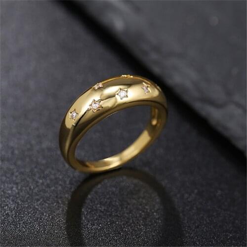 Filled Luxury Sparking Geometric CZ Star Rings Fow Women Crystal Punk Star Rings Fine Engagement Dance Party Jewelry Gift