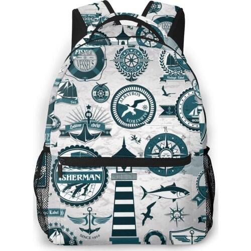 OLN Women Backpack with Multiple Using Women Backpacks Large Set Of Marine Labels And Stamps Female School Bag Girls Travel Bag
