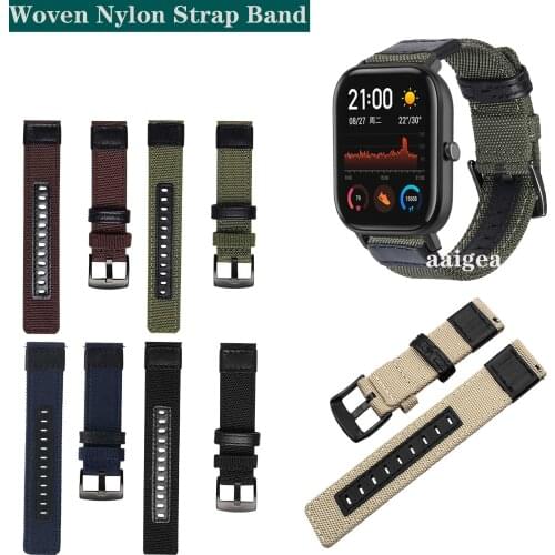 Woven Nylon Replacement Band Sport Strap for Huami Amazfit GTS 2e GTS2 mini for Bip Lite S U GTR 42mm NEO strap loop 20mm 22mm
