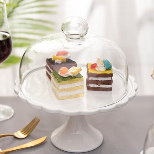 1 Pc Dust-Proof Cake Cover Cake Plate Simple Food Plate Multipurpose Snack Tray Glass Covered Cake Food Display Stand