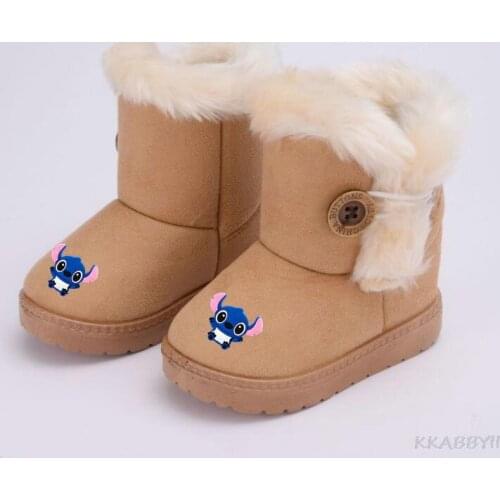 Disney Stitch Plush Warm Baby Toddler Boots Fashion Children Snow Boots Shoes for Boys Girls Winter Shoes Kids Ankle Boots