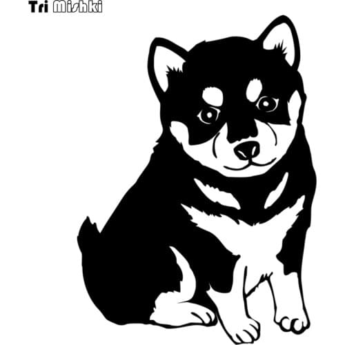 Tri Mishki 20x14.5cm Dog Shiba on board funny car sticker Windscreen Vinyl Decals Accessories Car Sticker HZX583