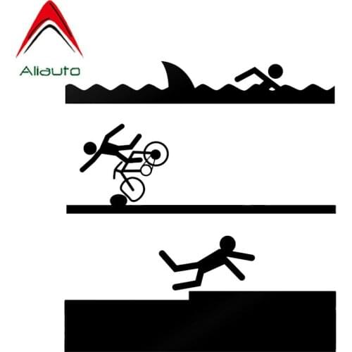 Aliauto Funny Car Sticker Coolest Triathlon Swim Bike Run PVC Silhouette Reflective Decal Motorcycle Accessories,14cm*13cm