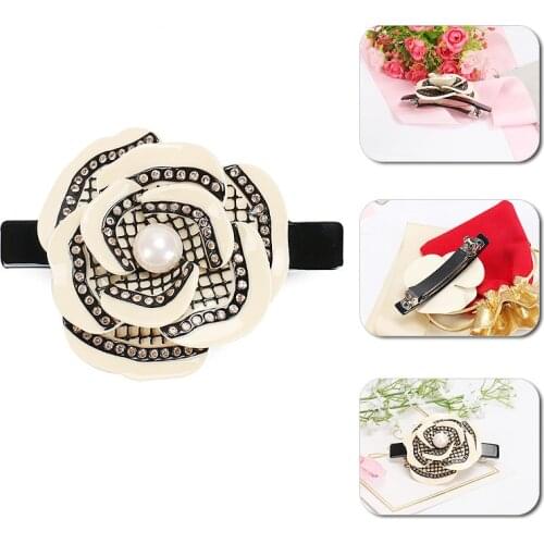 Buena Classic Flower French Acetate Rhinestone Hair Clips Crystal Barrettes Hairpins Hair Jewelry Fashion for Women