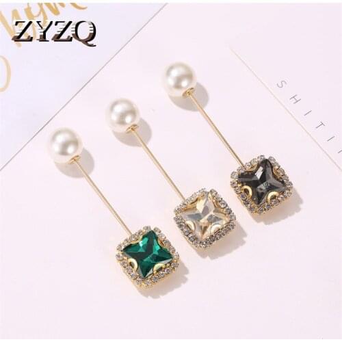 ZYZQ Classic Geometric Brooch For Women With Sparkling Stone Setting Simulated Pearl Accessories Wholesale Lots&Bulk Hot Selling