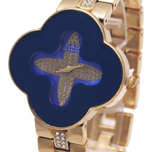 G&D Women Quartz Wristwatches Stainless Steel Relojes Mujer Lady Bracelet Watch Dress Jelly Flower Shaped Relogio Feminino Gifts