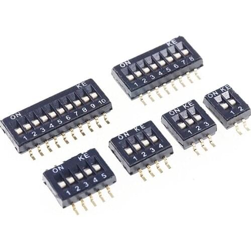 100pcs Dip Switch SPST 1 2 3 4 5 6 7 8 9 10 12 Position 1.27 mm Pitch Slide Standard Actuator Flush Recessed SMT SMD