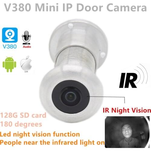 1080P Cloud storage TF Card night IR WIFI Audio Door Eye Hole Wide Angle Network Mini Peephole wifi Door IP Camera P2P V380 pro