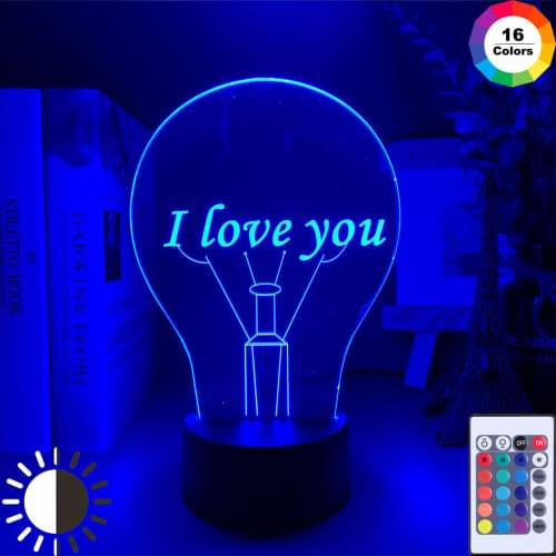 3D Illusion Lamp I Love You for Kids Bedroom Decor Nightlight Led Color Changing Touch Sensor Acrylic Baby Night Light Gift