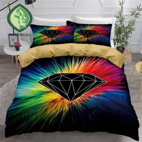 HELENGILI 3D Bedding Set Diamond Print Duvet Cover Set Bedclothes with Pillowcase Bed Set Home Textiles #ZS11