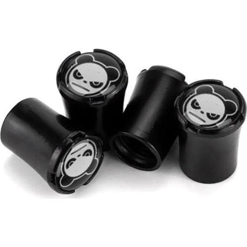 4pcs/Lot Panda head Car Tire Valve Caps For Abarth 595 500 124 Spride Badge Wheel Tires Air Dust Waterproof Screw Airtight Cap