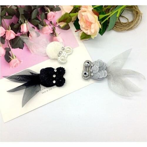 5Pcs White black sequin beaded goldfish clothing accessories patches clothes bag cap shoes T-shirt sweater accessorie A119