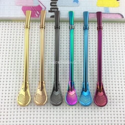 500pcs Stainless Steel Cocktail Straws Yerba Mate Tea Spoon Straw Silver Gold Drinking Straws Bar Accessor