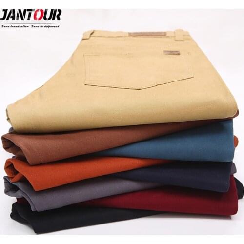 Jantour Brand Mens Summer Thin 98% Cotton Pants Men Business Slim Elastic Casual Black Khaki Fit Straight Pant Trousers Male