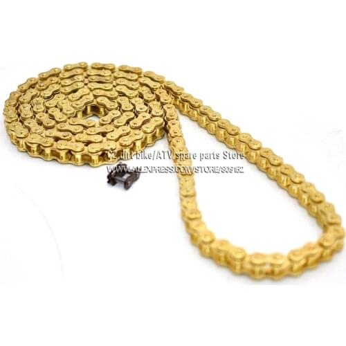 Gold Colour 25H Chain 144 Links with 1pc Spare Master Link For 2 Stroke 47cc 49cc Engine Mini Moto Dirt ATV Pocket Bike Go Kart