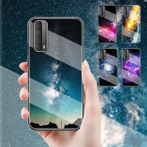 Starry sky painting Tempered Glass Case For Huawei P smart 2021 Phone Cover Soft frame For Huawei P smart plus 2019 Z S 2020