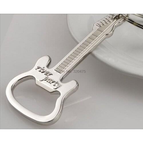 By dhl 500pcs practical Zinc Alloy Beer Guitar Bottle Opener Bottle Opener Keychain Keyring Key Chain