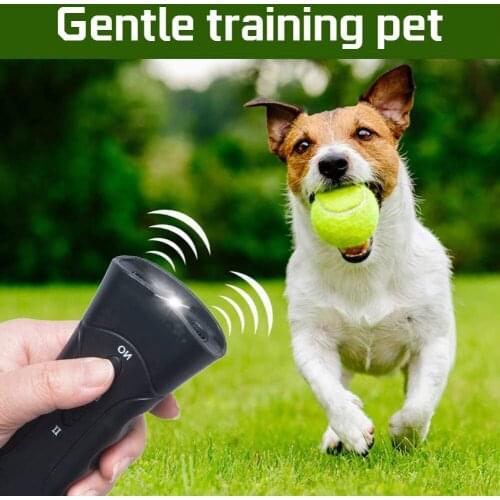 Double Head Ultrasonic Dog Repeller Portable LED Flashlight Stop Bark Tool