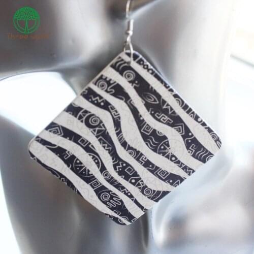 5 Pairs New arrived HOT Fashion European Square Wood African Wood Earrings Jewelry For Women