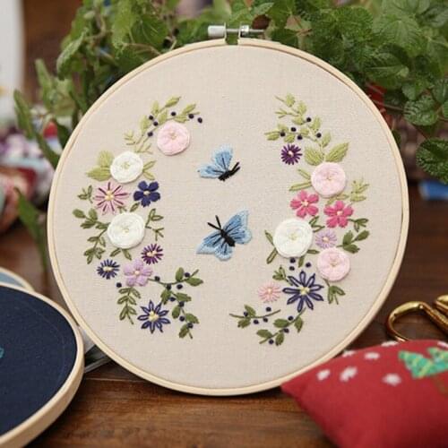 European DIY Embroidery Flower Pattern Handwork Needlework For Beginner Cross Stitch Kit Painting Embroidery Hoop Home Decor