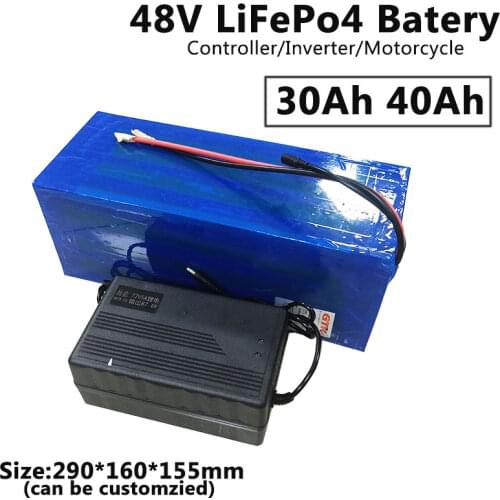 GTK Lifepo4 battery 48V 30Ah 40Ah lithium battery pack with 80A BMS with BMS for Mountain electric bicycle,snowbike+5A charger