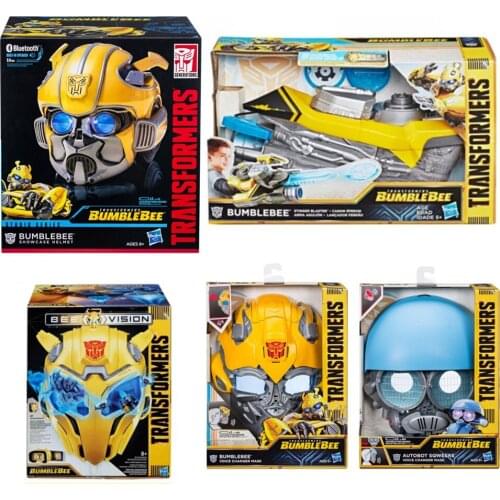 Hasbro Transformers Movie 6 Original Sqweeks Bumblebee AR Music Light Mask Helmet Robot Action Figure Collections
