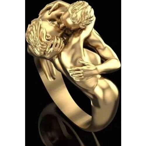 HUANZHI 2020 New Trendy Metal Punk Hand Bone Paw Adam Eve lovers Ring for Women And Man Lovers Party Hot Jewelry