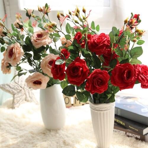 Artificial Flower Rose Plant 92cm 3 Heads Home Wedding Party Decoration DIY Flower Wall Silk Fake Flower Photography Props