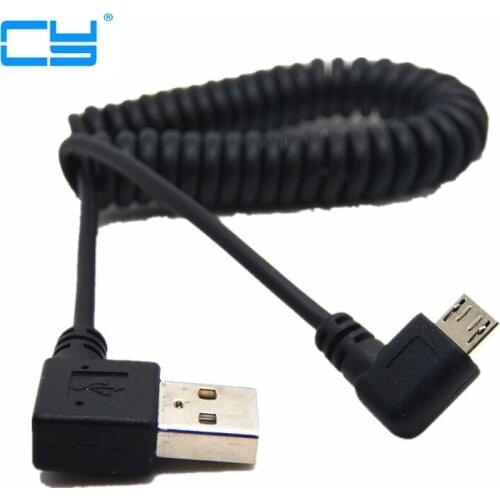 90 Degree USB Micro USB Kabel Charge USB to Micro USB Spring Data Sync Charger Cord Coiled Cabo B Left for Samsung Phones