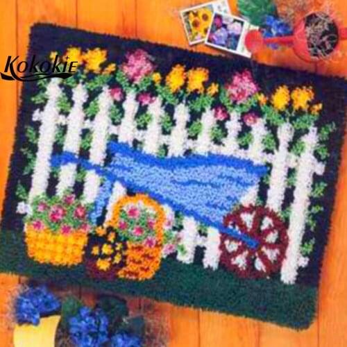 Cross stitch carpet mat flower cushion Crocheting latch hook kits rug vloerklee diy tapijt 3D Embroider yarn needlework kits