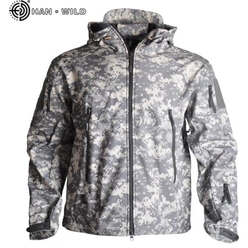HAN WILD Mens Military Camouflage Fleece Jacket Army Clothing Tactical Clothing Multicam Male Camouflage Casual Windbreakers