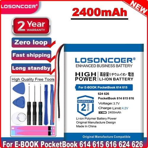 LOSONCOER New listing 2400mAh 306075 Battery For E-BOOK PocketBook 614 615 616 624 626 Digma E628 R657 R659 Batteries