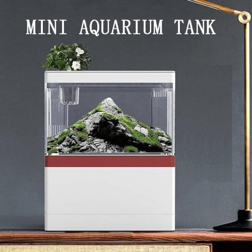 Small fish tank small desktop creative landscaping ecological tank micro landscape free water bucket fish tank mini aquarium