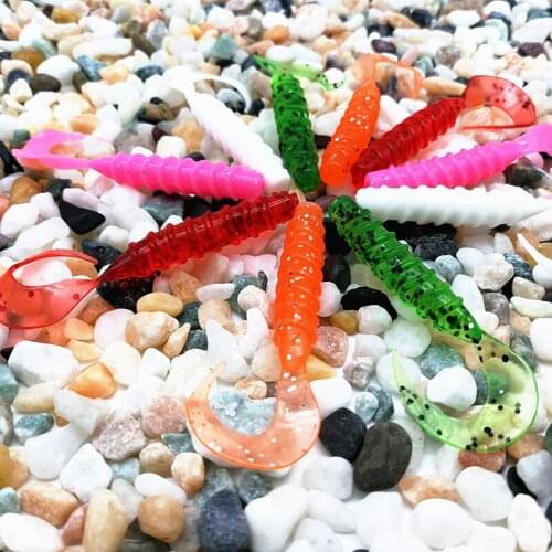 10pcs/Pack Spinnerbait Fishing Soft Grub Lures 1.1g 50mm Long Tail Bass Fishing Lure Worm Wobbler Jigging Artificial Soft Bait