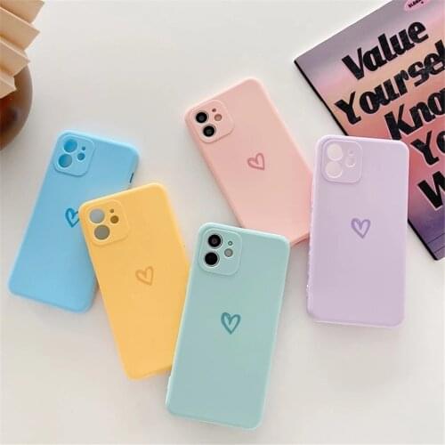 Soft Candy Love Heart Phone Case For iPhone 11 12 Pro Max XS Max X XR 6 6S 7 8 Plus Mini SE 2020 Silicone Bumper Back Cover